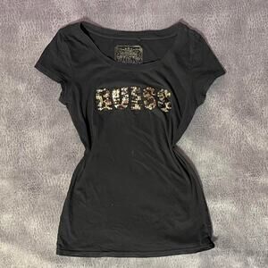 Guess cheetah embellished womens top
